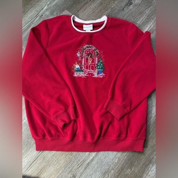 Vintage Sweaters - VTG Alfred Dunner Sweatshirt Crewneck Festive Red Green Christmas Embroidered XL